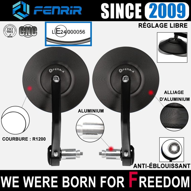 FENRIR Motorcycle bar end mirror for SV650 Rebel1100 CB1000R CB650R CB300R XSR700 XSR900 Z650RS Z900RS Vulcan S RnineT R18 Monster Scrambler Vitpilen Svartpilen V7 V9 Trident660 Speed Twin Bonneville - Image 2